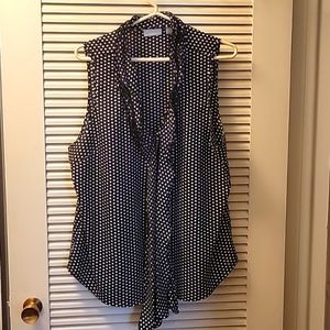 Black and White Polka Dot Sleeveless Blouse